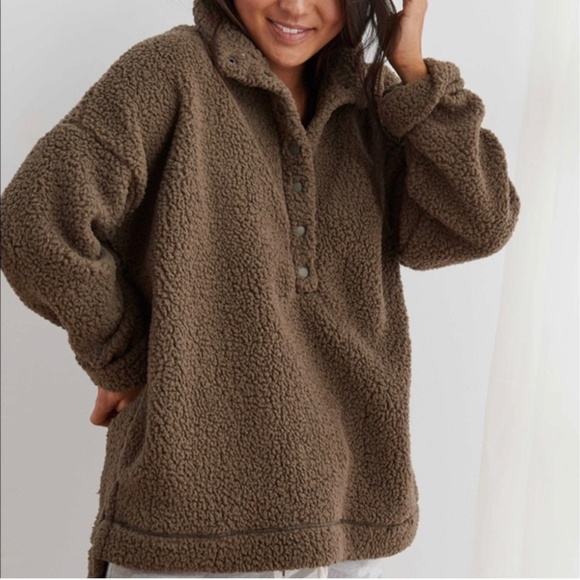 Aerie Cloud Oversized Sherpa—Size Medium, Green, Women’s - Picture 1 of 4